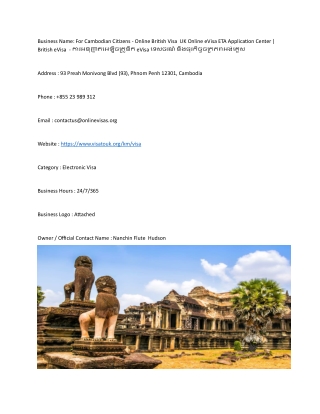 For Cambodian Citizens - Online British Visa  UK Online eVisa ETA Application Ce