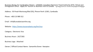 For Cambodian Citizens - CANADA  Canadian Electronic Travel Authority (ETA / EVi