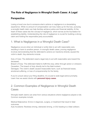 The Role of Negligence in Wrongful Death Cases_ A Legal Perspective