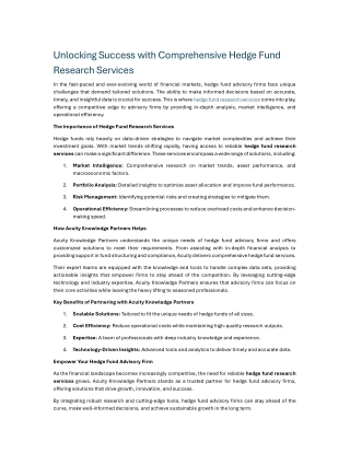 1. Unlocking Success with Comprehensive Hedge Fund Research Services