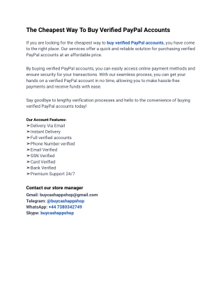 Buy Verified PayPal Accounts - 100% active and safe