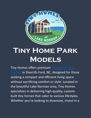 Tiny Home Park Models: Stylish and Functional Living Spaces for Every Lifestyle
