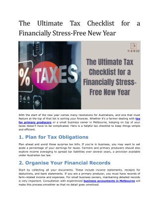 The Ultimate Tax Checklist for a Financially Stress-Free New Year