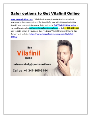 Safer options to Get Vilafinil Online