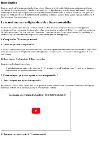 La transition vers le digital durable : étapes essentielles