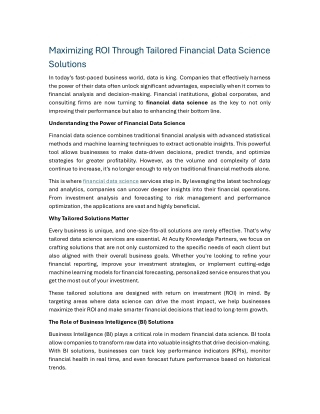 Data Science Services | BI Solutions | Acuity Knowledge Partners