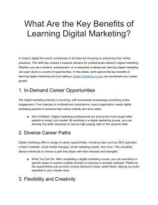 What Are the Key Benefits of Learning Digital Marketing