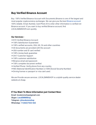 How to Buy Verified Binance Account Can Simplify Your Life