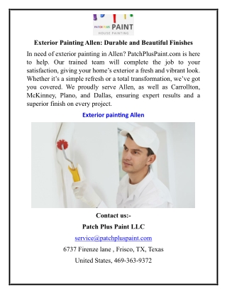 Exterior Painting Allen Durable and Beautiful Finishes