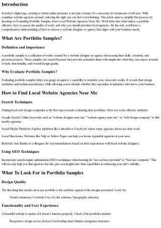 “Evaluating Portfolio Samples from Local Website Agencies Near Me.”