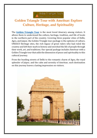 Golden Triangle Tour with Amritsar: Explore Culture, Heritage, and Spirituality