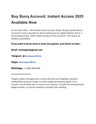 Buy Bunq Account_ Instant Access 2025 Available Now
