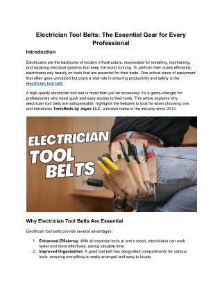 Electrician Tool Belts_ The Essential Gear for Every Professional