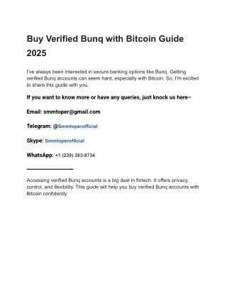 Buy Verified Bunq with Bitcoin Guide 2025