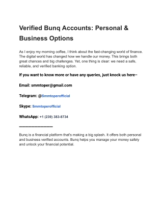 Verified Bunq Accounts_ Personal & Business Options