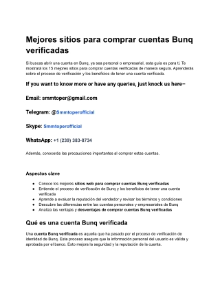 Mejores sitios para comprar cuentas Bunq verificadas