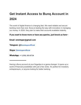 Get Instant Access to Bunq Account in 2024