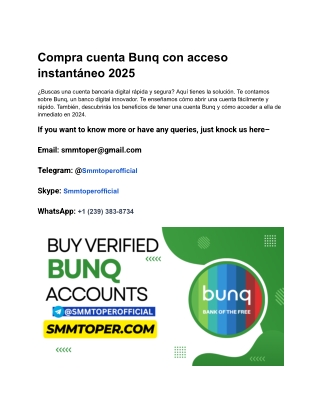 Compra cuenta Bunq con acceso instantáneo 2025