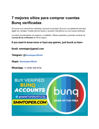 7 mejores sitios para comprar cuentas Bunq verificadas