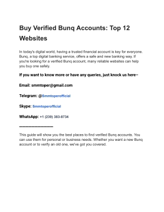 Buy Verified Bunq Accounts_ Top 12 Websites