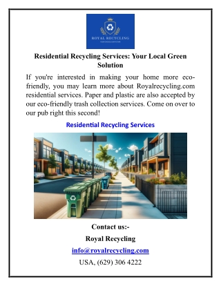 Residential Recycling Services Your Local Green Solution