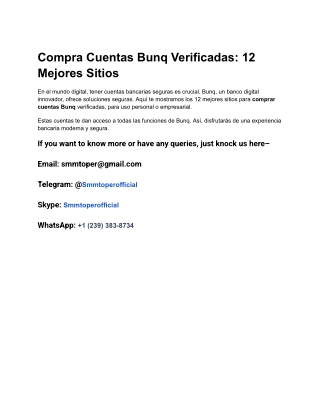 Compra Cuentas Bunq Verificadas_ 12 Mejores Sitios