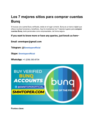 Los 7 mejores sitios para comprar cuentas Bunq