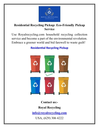 Residential Recycling Pickup Eco-Friendly Pickup Service