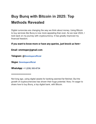 Buy Bunq with Bitcoin in 2025_ Top Methods Revealed