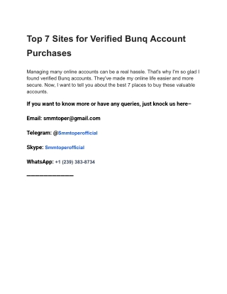 Top 7 Sites for Verified Bunq Account Purchases