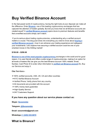 This Is One Of The Most Popular Buy Verified Binance Account