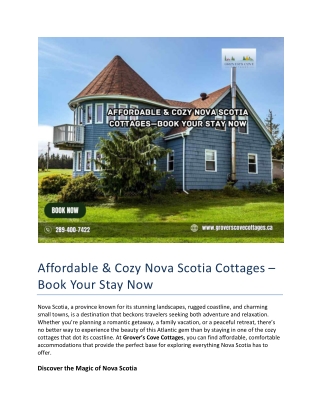 Affordable & Cozy Nova Scotia Cottages – Book Your Stay Now