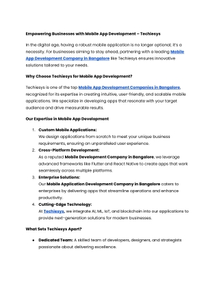 Mobile App Development Companies in Bangalore | Mobile  App Development Company