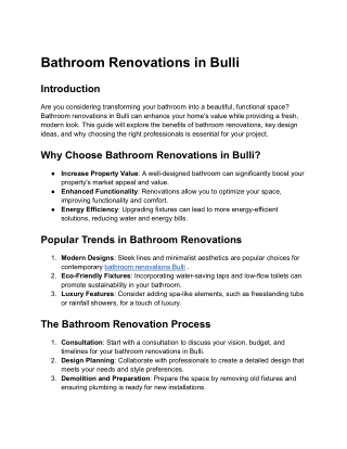 Transform Your Space: Bathroom Renovations in Bulli