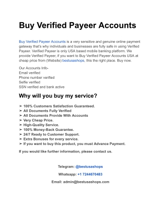 Buy Verified Payeer Accounts