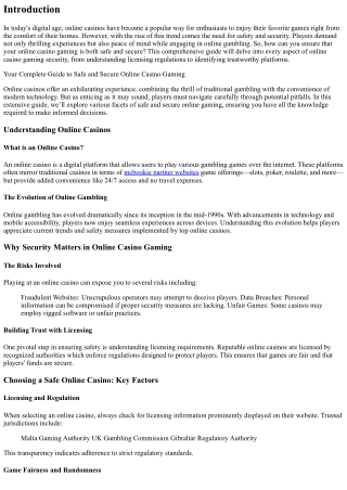 Your Complete Guide to Safe and Secure Online Casino Gaming