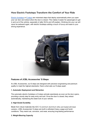 How Electric Footsteps Transform the Comfort of Your Ride