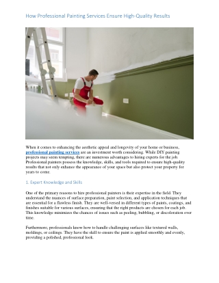 How Professional Painting Services Ensure High-Quality Results