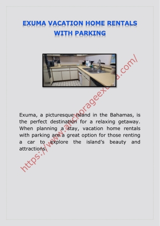 EXUMA VACATION HOME RENTALS WITH PARKING