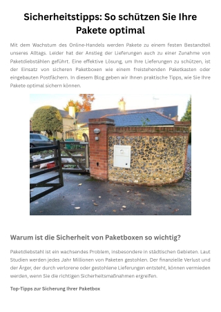 Sicherheitstipps: So schützen Sie Ihre Pakete optimal