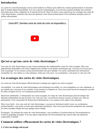 Les Cartes de Visite Électroniques pour Réseauter Efficacement