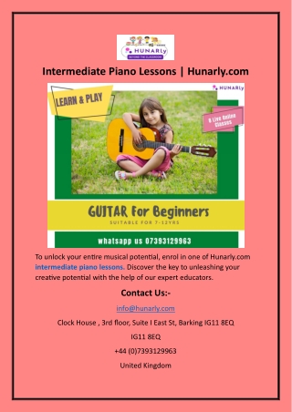 Intermediate Piano Lessons  Hunarly.com