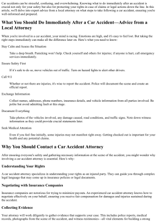 What You Should Do Immediately After a Car Accident—Advice from a Local Attorney