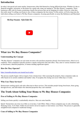 The Truth About Selling Your Home to We Buy Houses Companies