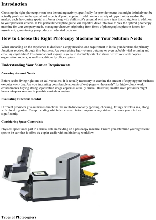 Exactly how to Choose the Right Copy Machine for Your Business Requirements