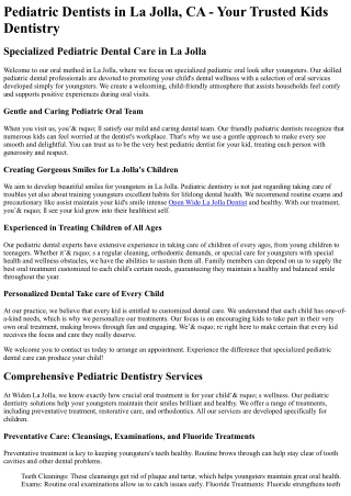 Pediatric Dentist La Jolla