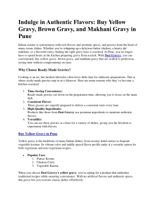 Indulge in Authentic Flavors Gravy in Pune