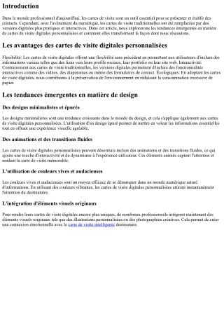 Les tendances émergentes en matière de cartes de visite digitales personnalisées