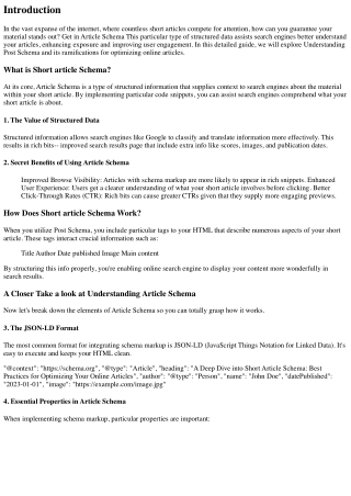 A Deep Dive into Short Article Schema: Best Practices for Enhancing Your Online