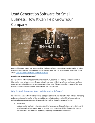 Lead Generation Software for Small Business